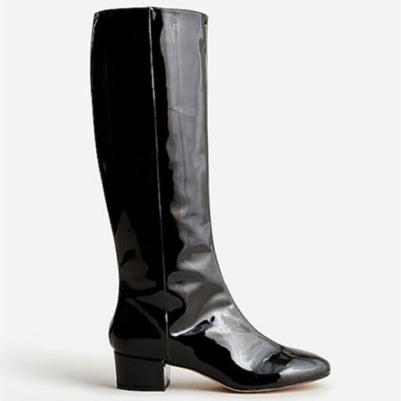NEW J. Crew Italian Leather Knee High Black Patent Leather Tall Boot 10.5 - Picture 5 of 13